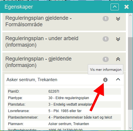 Figur av fremgangsm&aring;te i kart for tilgang til reguleringsplanbestemmelser